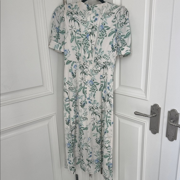 Gal Meets Glam Lauren Botanical Garden Midi Dress White Blue Green 4 - Picture 8 of 8